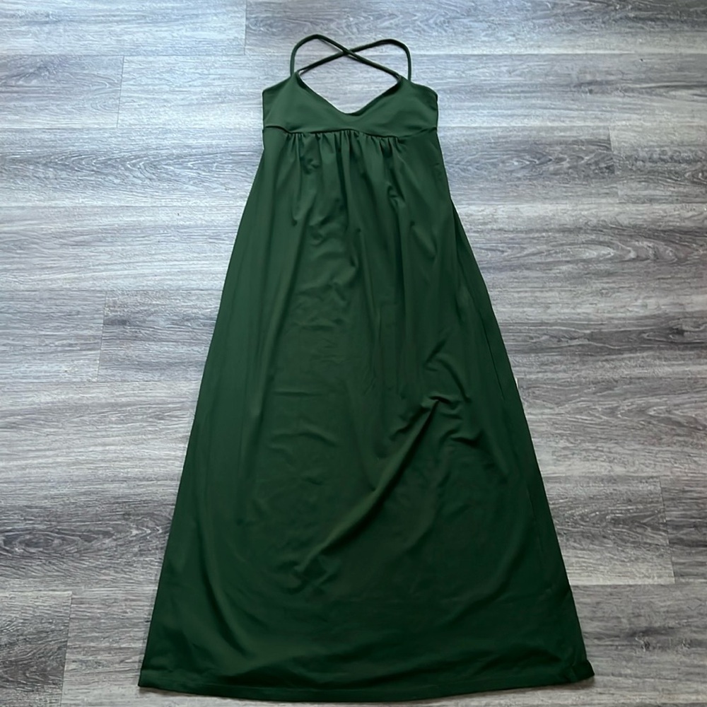 Susana Mónaco Green Maxi Dress Large Spaghetti Straps Summer Dress Casual